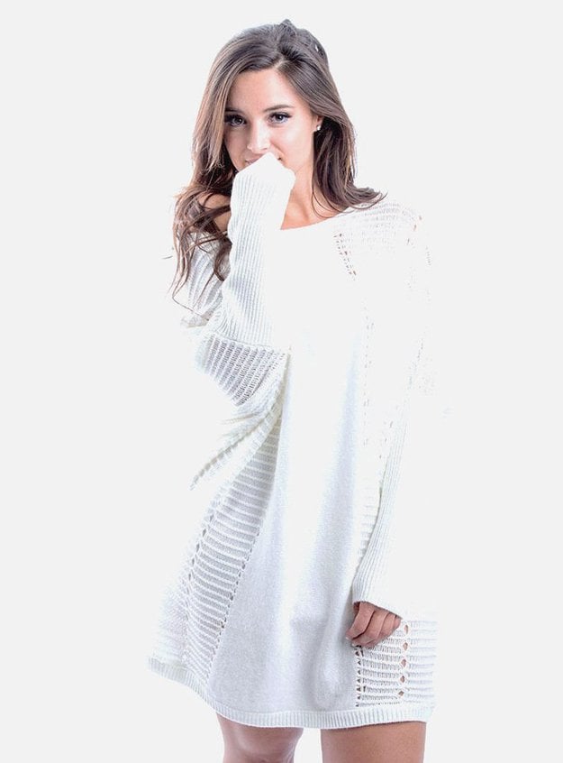 Model-Off Duty Sweater Dress | Best Holiday Outfits You Can Rock This Christmas