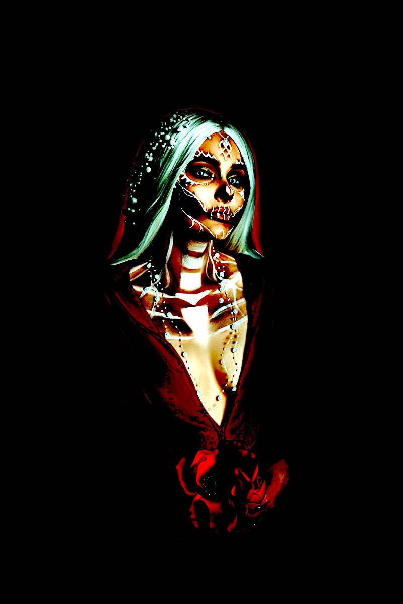 luminous-silhouette-red-closeup-portrait-young | halloween makeup