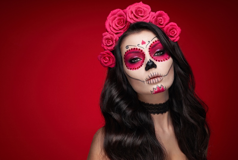 portrait-woman-sugar-skull-makeup-over | costume makeup looks