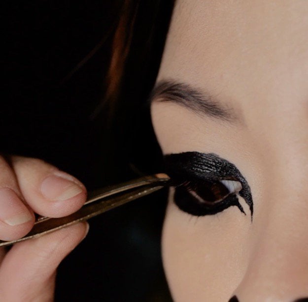 Attach Fake Eyelashes | Snapchat Lion Filter Super Cute Halloween Makeup Tutorial