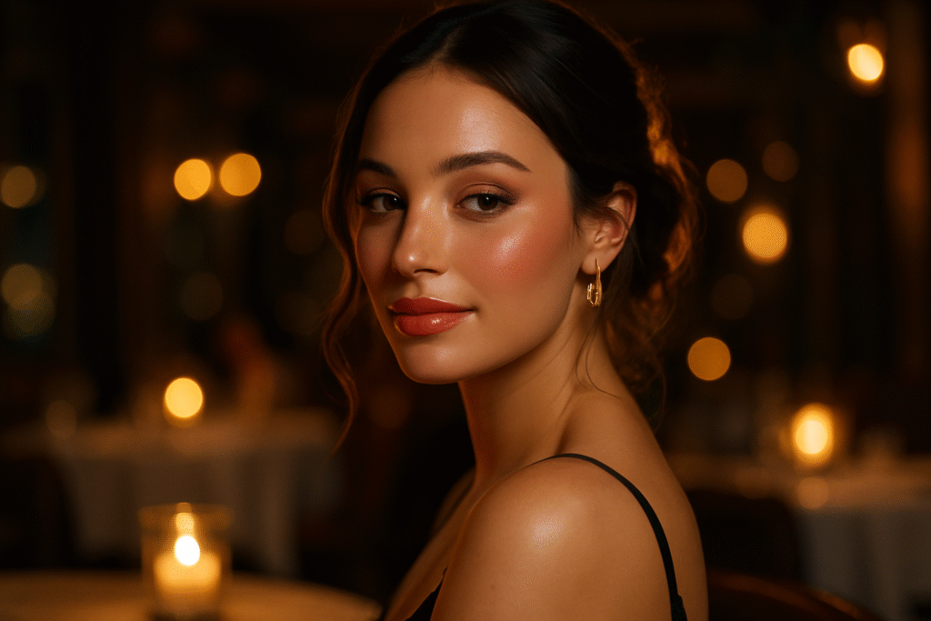 A woman in her best date night makeup